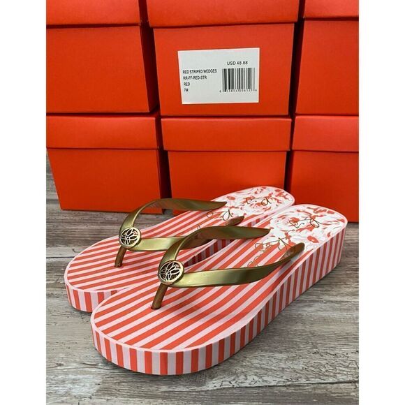 Reya Rosette Regalia Womens Floral Stripe Summer Flip Flop Sandal Sz 7M - Picture 3 of 5